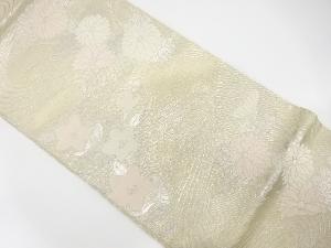 アンティーク　紗　色紙に菊・桔梗・流水模様織り出し袋帯（材料）